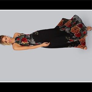 Sleeveless Halter Neck Vintage Floral Maxi Dress